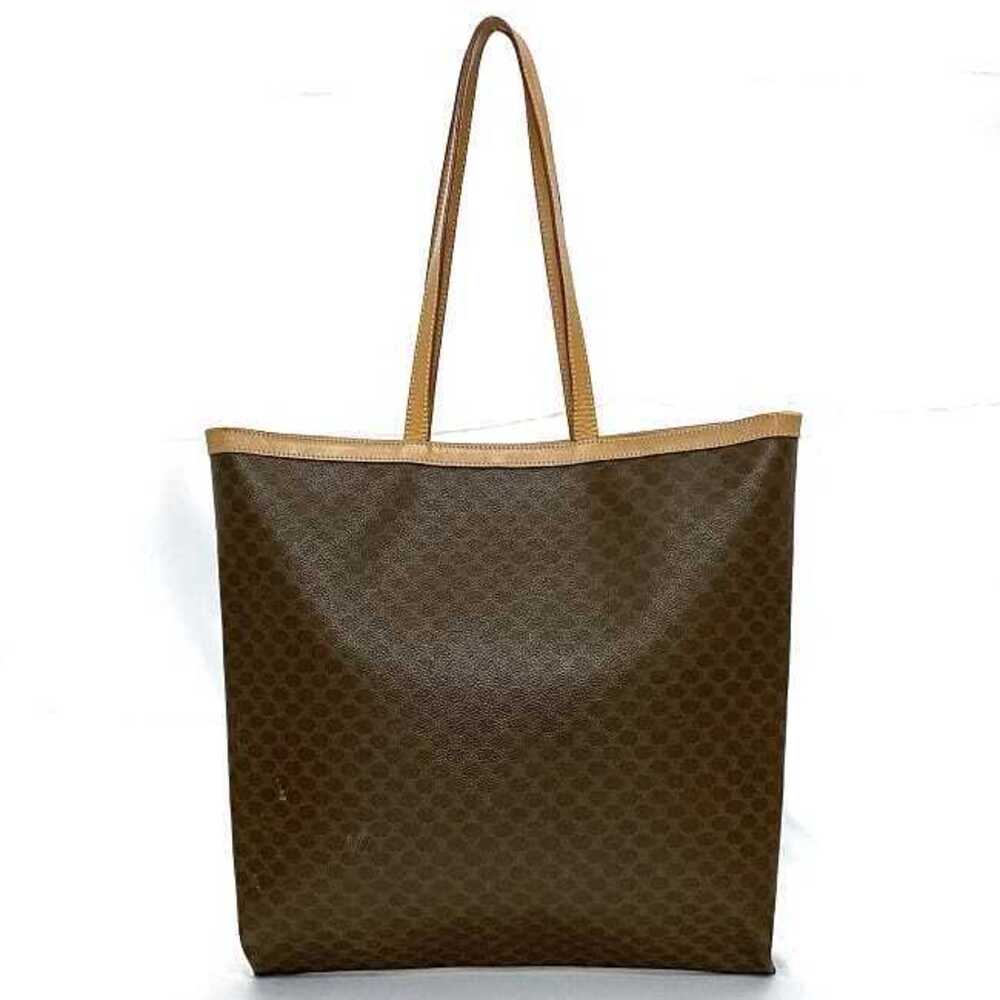 Celine Tote Bag Brown Beige Macadam Leather Shoulder All over Logo - Picture 3 of 10